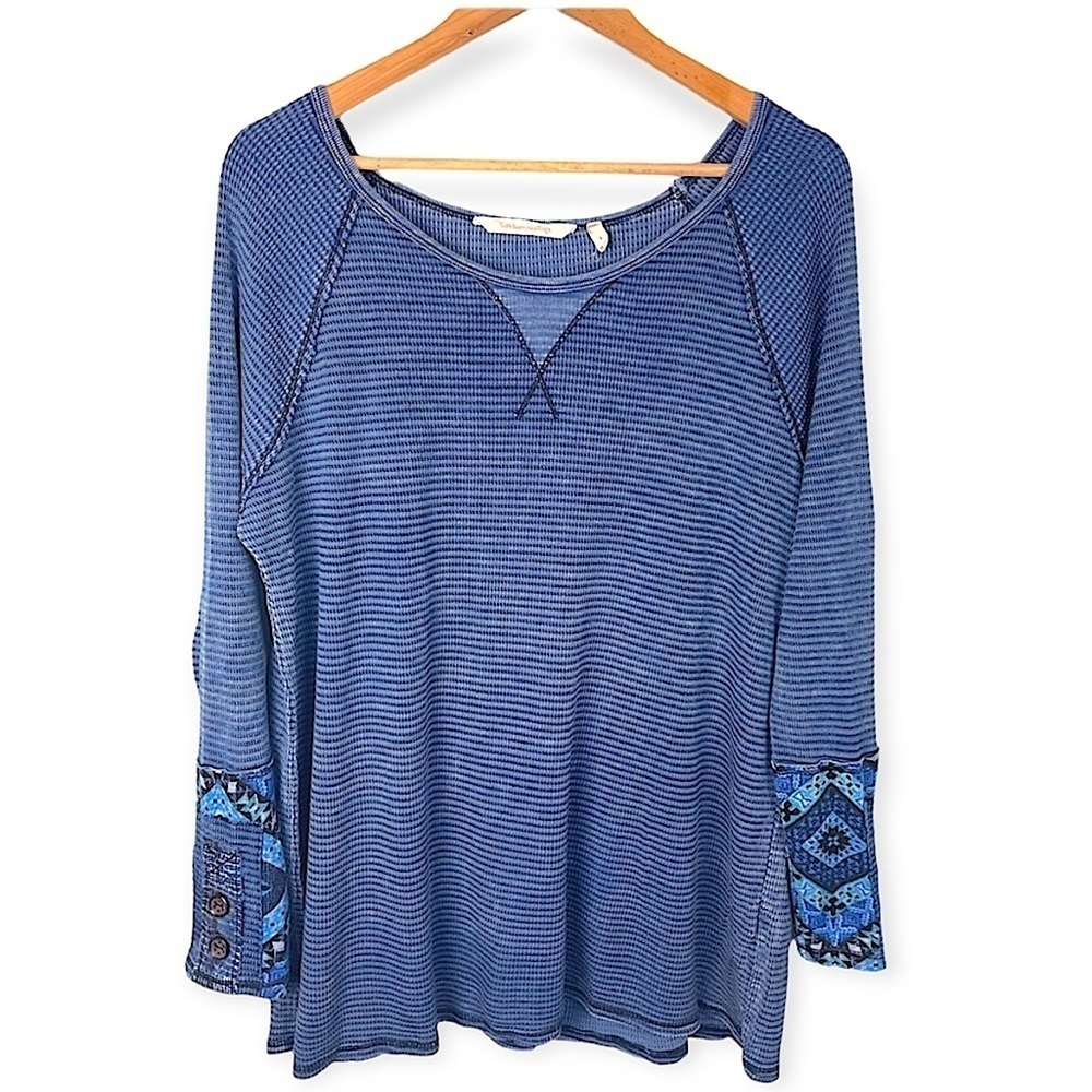 Soft Surroundings Tao Thermal Long Sleeve Top Size Small Waffle Knit Boat Neck